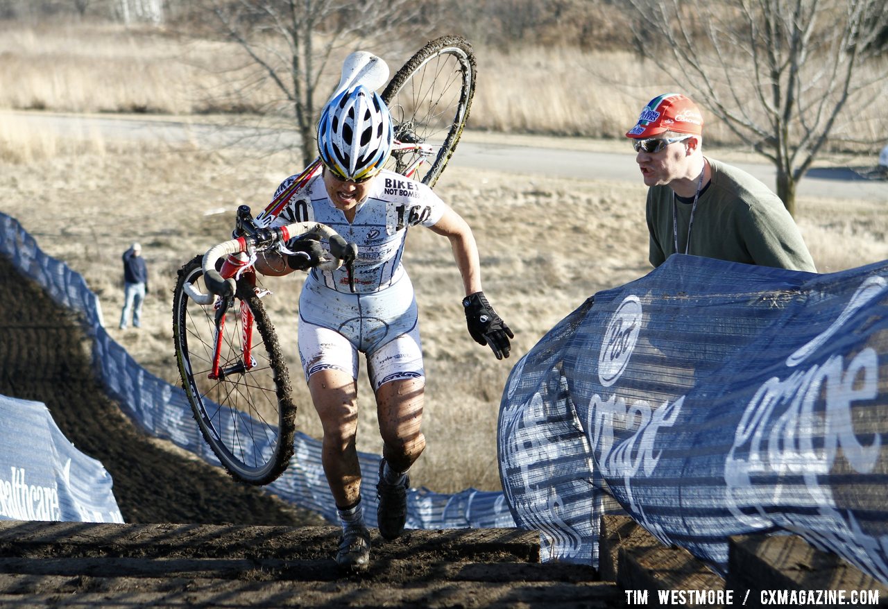 Sone gets one fan\'s encouragement. 2012 Cyclocross National Championships, Masters Women 40-44. © Tim Westmore